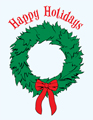 Happy Holidays wreath drawing